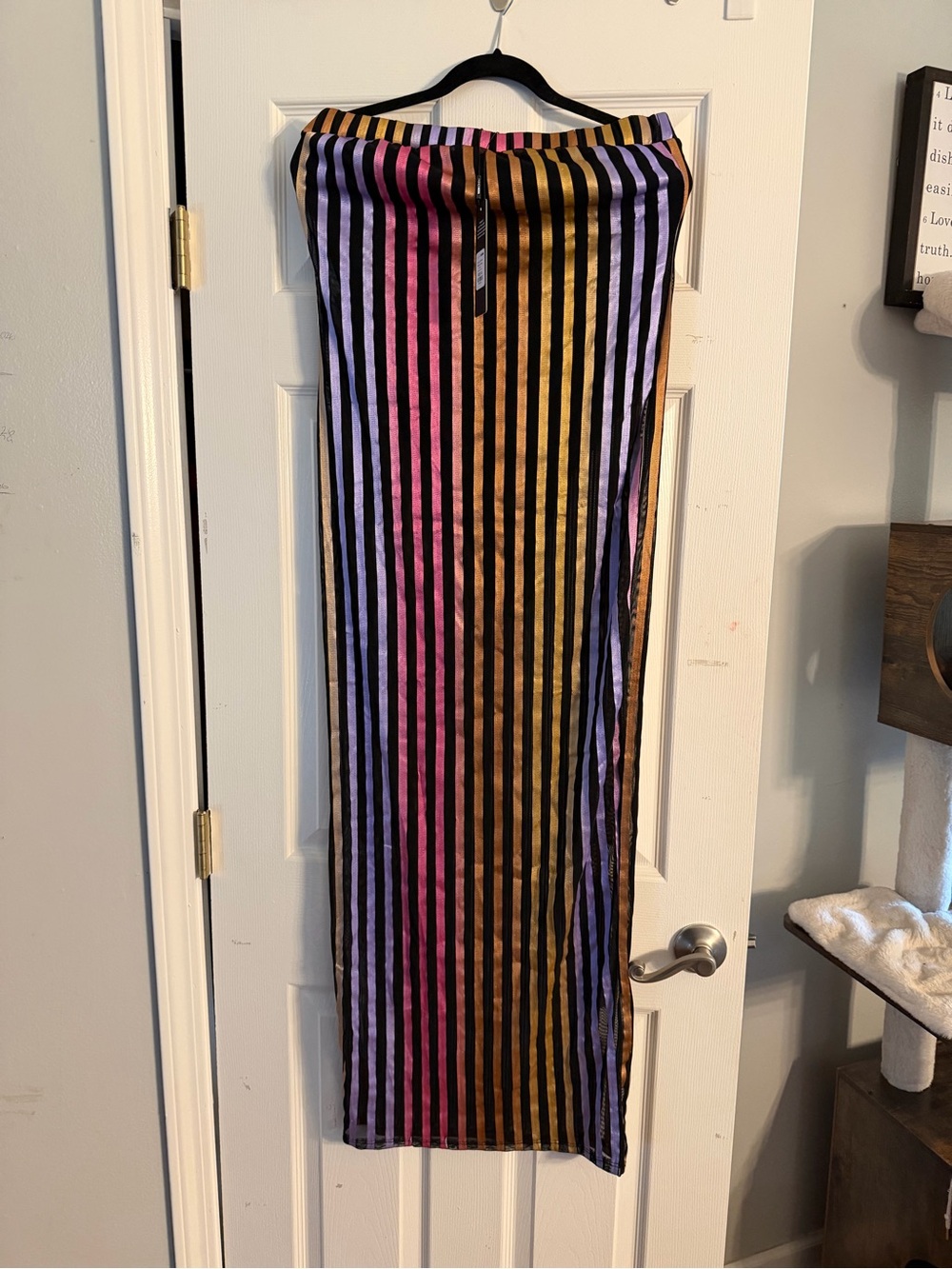 Fashion Nova Strapless Maxi Dress in Black, Pink, Purple, Gold